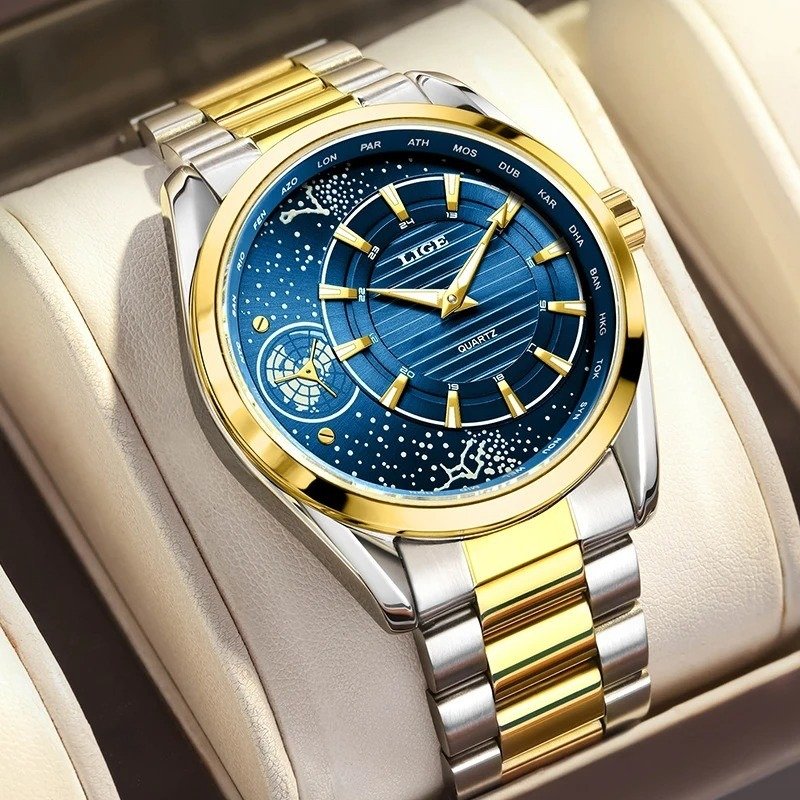 LIGE 89262 Blue Original Design Quartz Men's Fashion Luxury Watch