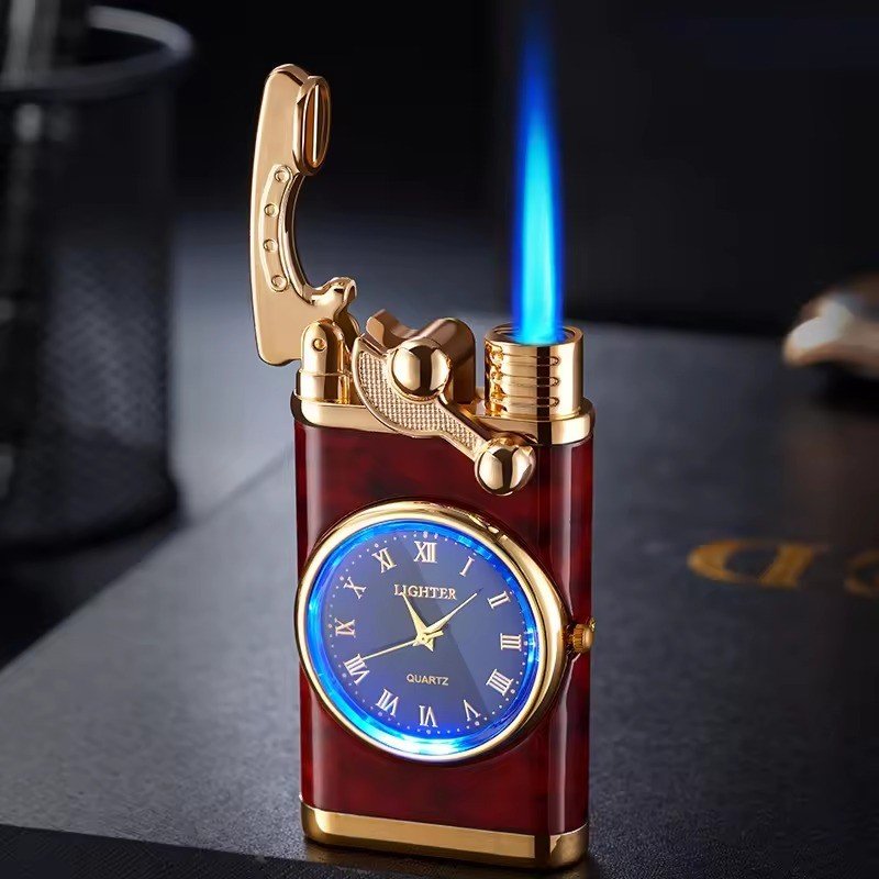 Rocker Arm Watch Lighter – Metal Jet Butane Torch, Windproof Cigar & Cigarette Lighter for Men