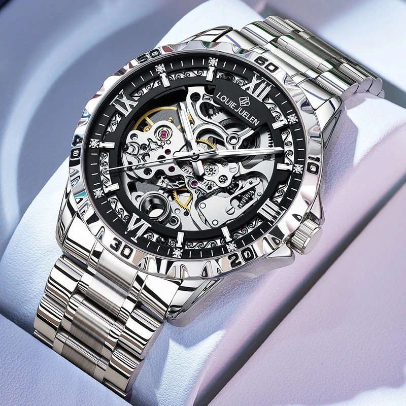LOUIE JUELEN Automatic Skeleton Mechanical Watch