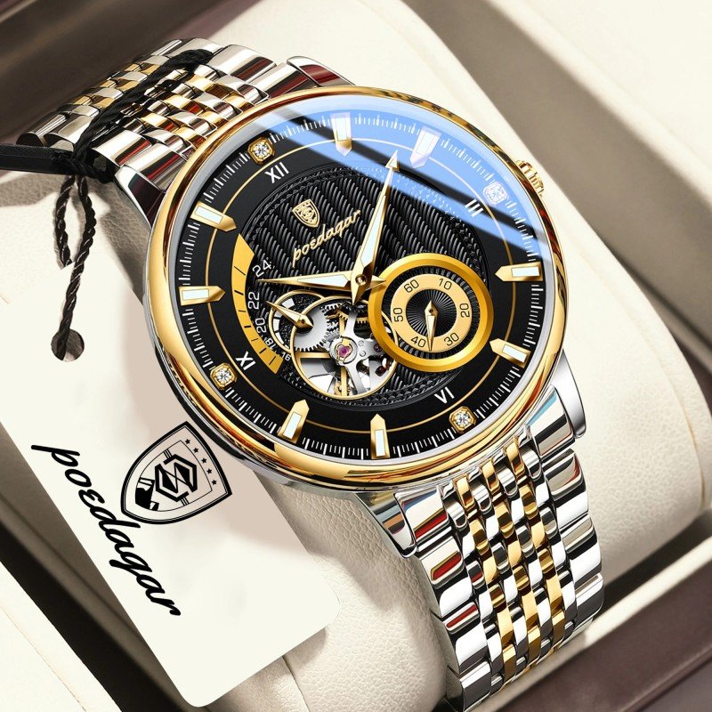 POEDAGAR 1416 Luxury Automatic Watch for Men Stainless Steel
