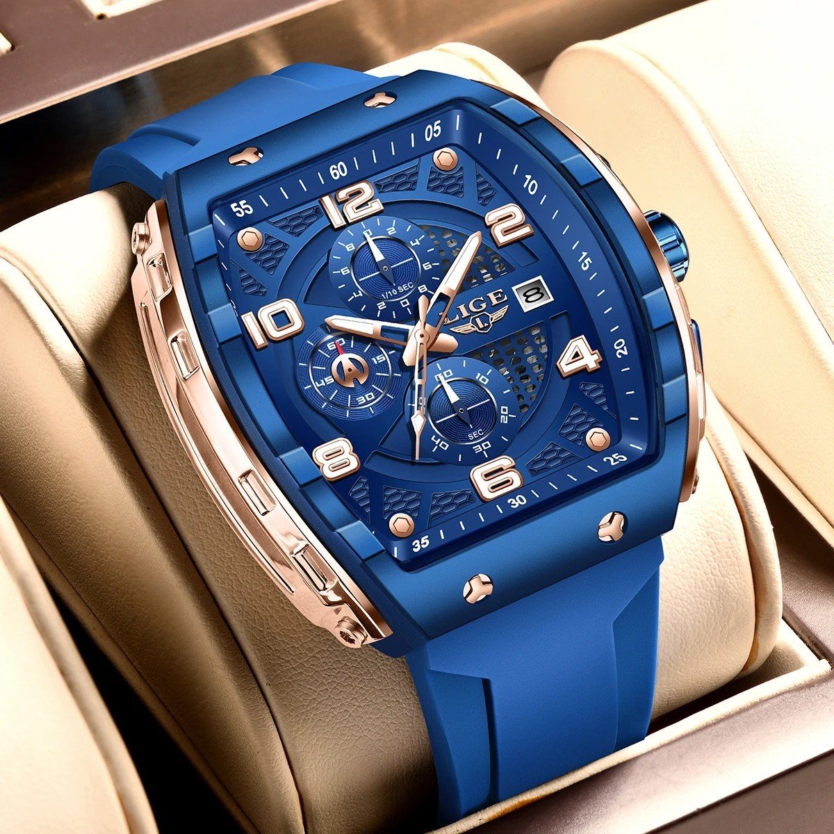 LIGE 89331 Luxury Men’s Sports Quartz Watch 50M Waterproof Luminous Military Wristwatch